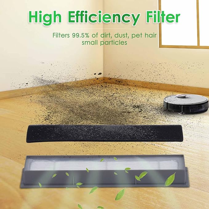 N10 Replacement Parts for Robot Vacuum Ecovacs DEEBOT OZMO N10 N10 Plus 920 950 T8 AIVI Max T9 T5 N5 N7 N8+ N8 Pro Plus Robot Vacuum Accessories, 1 Main Roller Brush, 3 HEPA Filters, 6 Side Brushes