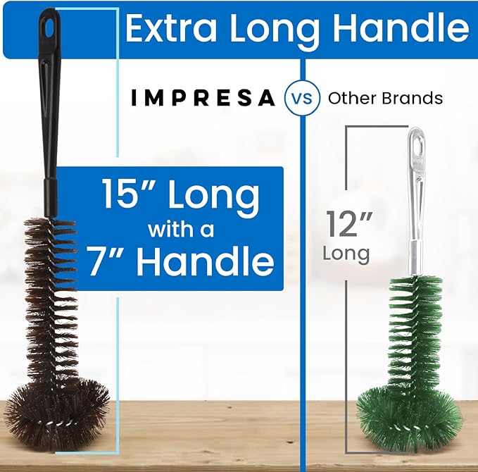 Impresa Garbage Disposal Cleaning Brush with Extra Long Handle - Eliminates Residue, Odor, and Build Up - Drain Cleaner Brush for Kitchen Sink (15 x 4 in Garbage Disposal Cleaner)