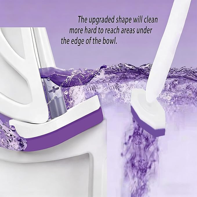 Disposable toilet brush head refills, with purple cleaning agent lavender fragrance, 50 pieces (Lavender)