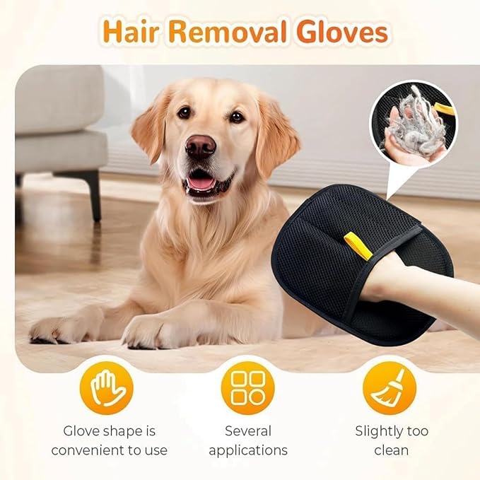 Bopanol Pet Hair Removal Glove, Pet Hair Remover Gloves for Cats & Dogs, Dogs, Electrostatic Pet Hair Removal Gloves Brush for Pets Hair, Suitable for All Pets (2pcs)