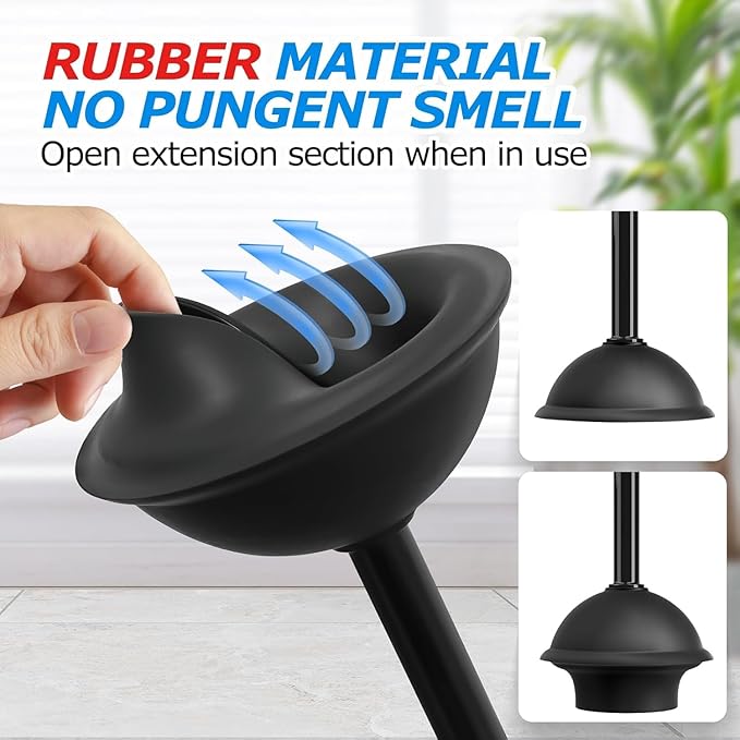 2Pack 3 in 1 Toilet Brush and Plunger Set,Toilet Bowl Brush Plunger Set,Toilet Brush Plunger Combo,Cleaning Supplies, Crevice Cleaning Brush, Bathroom Cleaning Tools, Bright Black