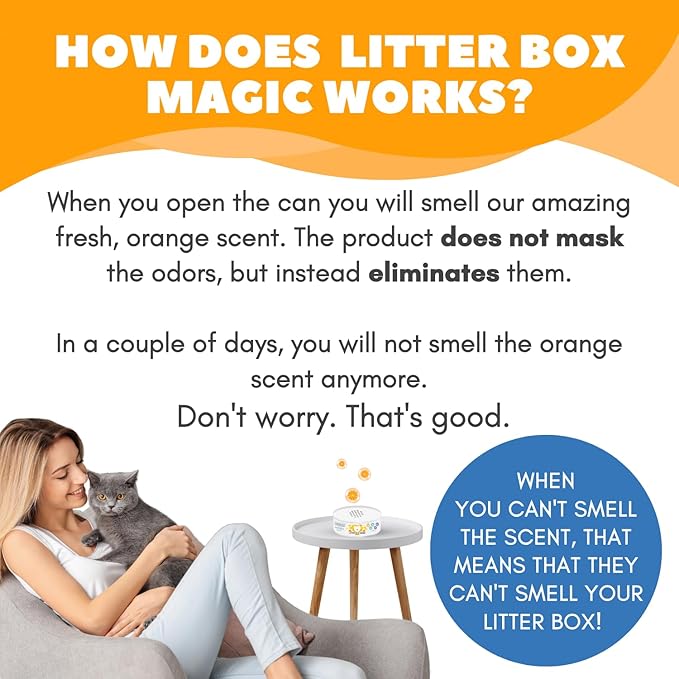Litter Box Magic Cat Litter Deodorizer Jar (Orange Scent, 16 Oz, Pack of 1) - Cat Litter Odor Control Gel In A Jar - Cat Litter Box Pet Air Freshener - Litter Odor Eliminator to Freshen Air