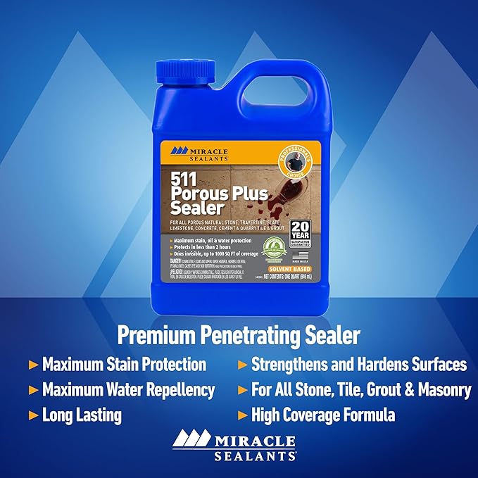 Miracle Sealants 511 Porous Plus Premium Countertop, Stone, and Tile Sealer, Pint