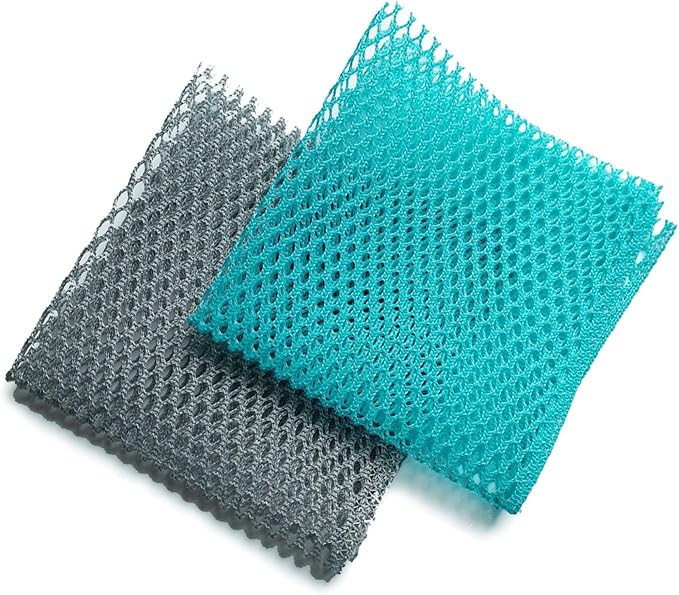 Dish Washing Net Scrubber/Innovative Mesh Cloth, Quick Dry - No More Sponges with Smell / 11.5 by 11.5 inches/Advanced Raw Material-Polypropylene 100% (Mint10 Gray10)