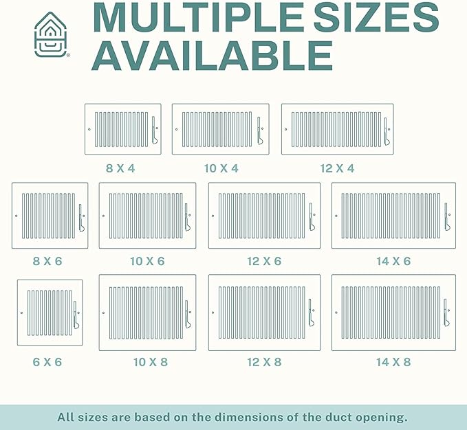 Ceiling Register - Air Vent Covers for Home Ceiling or Wall - 14x6 Inch (Duct Opening) 2-Way White Grille Register Cover with Adjustable Damper for HVAC Heat and Cold Air Conditioner
