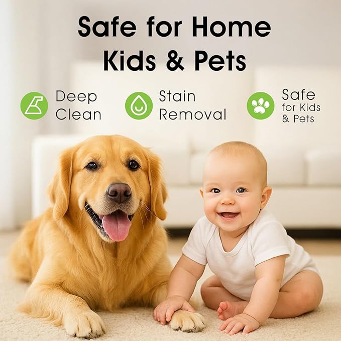 Poz Clenz Triple-Action Carpet Cleaner | Cleans, Deodorizes & Brightens | Concentrated, 1 Quart | Low-Foam Multi-Surface Solution for Use on Carpets, Rugs & Upholstery.
