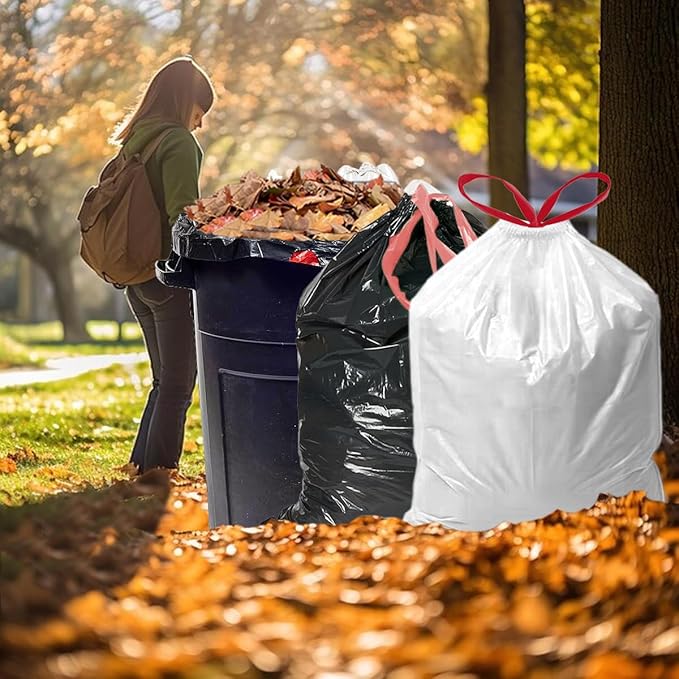 39 Gallon Trash Bags Drawstring, 100 Count Bulk, White | Unscented | Heavy Duty Multi-purpose Garbage Bags Can Liners for Business Home Kitchen Commercial and Industrial