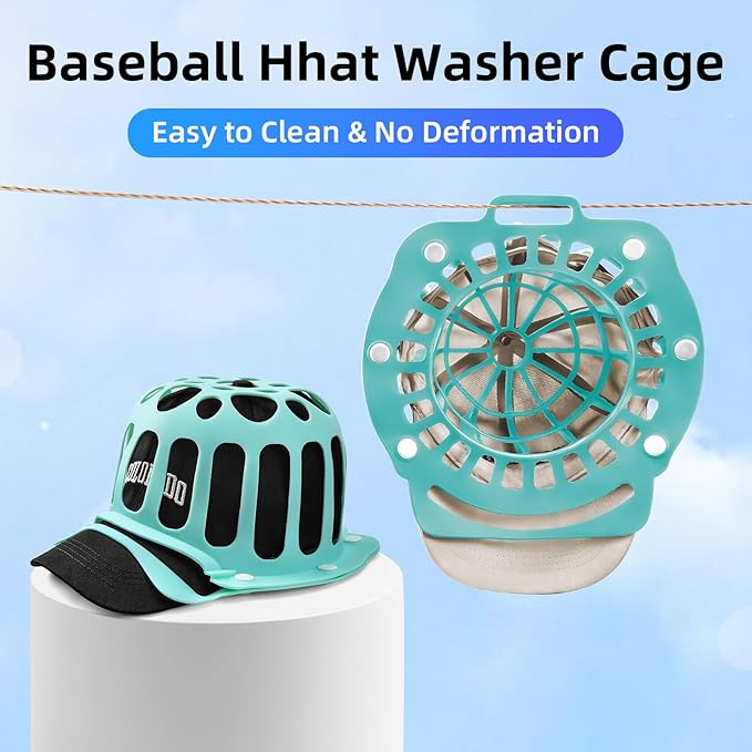 Silicone Hat Washer Cage Hat Cleaner for Baseball Caps, Rust-Proof & Shape-Saving Design,Ball Cap Washer Fit for Adults and Kids Hats Shaper,Flexible and durable，Cap holder,Green