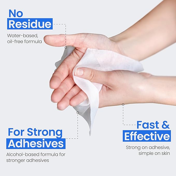 Safe n' Simple Adhesive Remover for Skin - 2”x2” 50 Packets - Adhesive Remover Wipes - Adhesive Remover Wipes Alcohol - Medical Isopropyl Alcohol Cleansing Pads Individually Wrapped