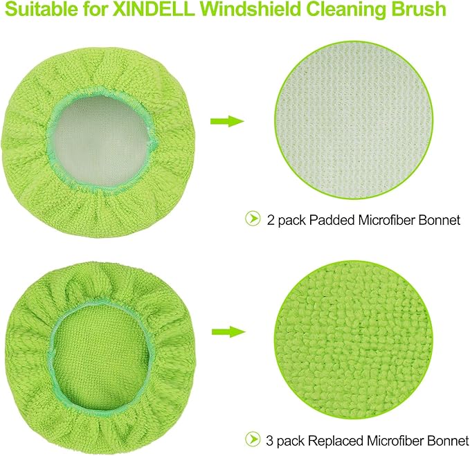 XINDELL Windshield Cleaning Combo – 29" Large-Head Window Cleaner Tool with Extendable Handle & 4 Microfiber Pads + 5-Pack Replacement Triangular Covers for Interior/Exterior Auto Glass, Streak-Free C