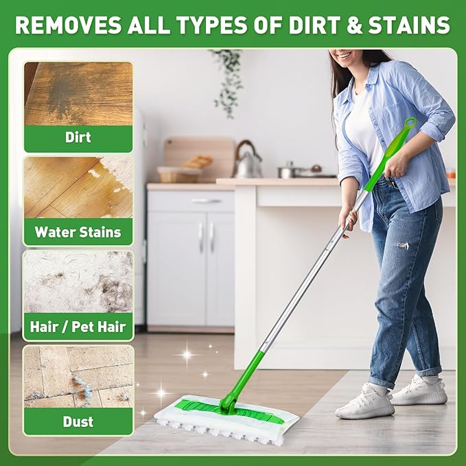 NXPPYY 100ct Dry Sweeping Cloths for Swiffer Sweeper Mop, Heavy Duty Microfiber Duster Mop Pad Refills, Captures Dust & Pet Hair, for Hardwood Floors and Multi-Surface Cleaning