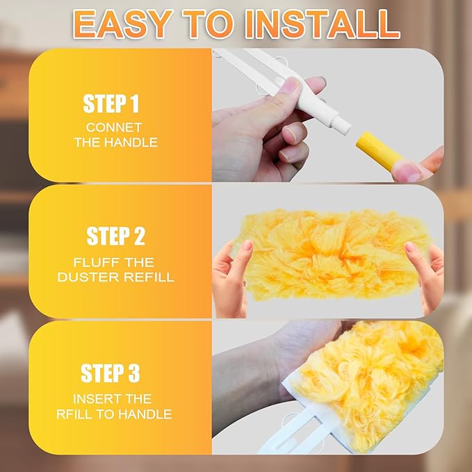 Yicotira Duster Refill Compatible with Swiffer Duster, 30 Count Heavy Duty Duster Refills Kit for Cleaning Dusting, Multi Surface 360 Feather Duster Disposable Refills, with 1 Handle