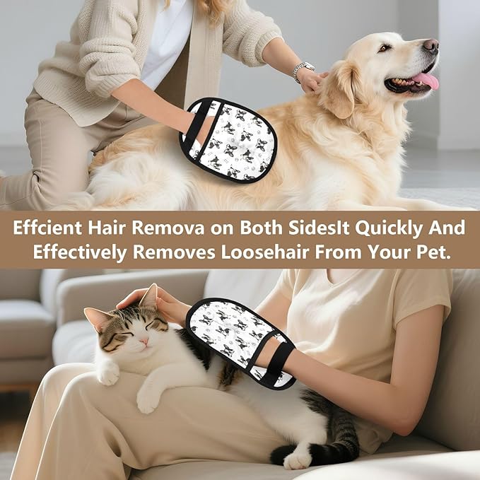CHPGPUG Boston Terrier Pet Hair Removal Glove for Cats & Dogs Reusable Pet Hair Removal Glove pet Hair Electrostatic Gloves