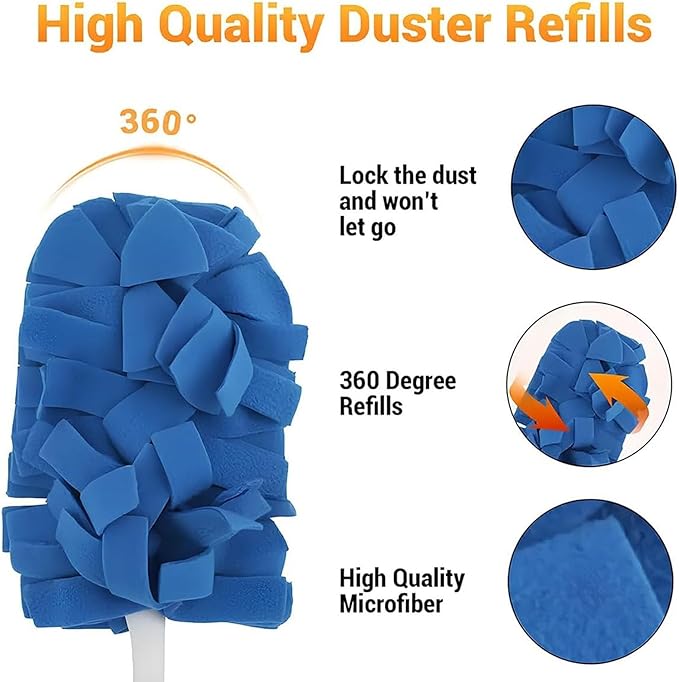 Reusable Microfiber Duster Refills, 360° Electrostatic Duster Refills — The Sustainable Choice for a Dust-Free Home, Washable Replacement Dusters, for Car Interiors, Electronics (Purple)