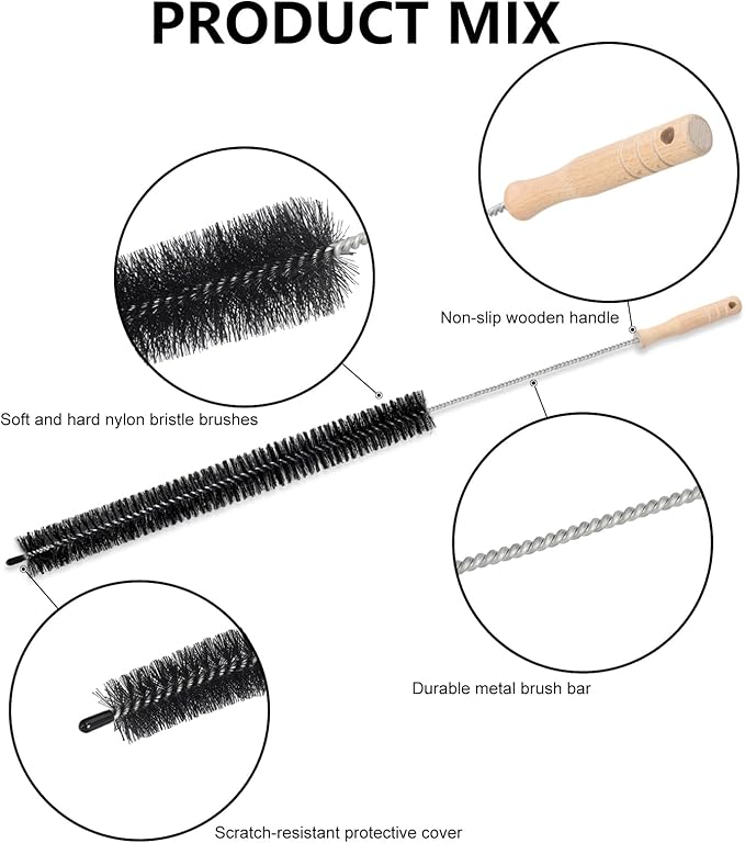 Dryer Vent Cleaning Brush - Lint Removal Cleaner Tool, LongFlexible with Wood Handle 2Pcs