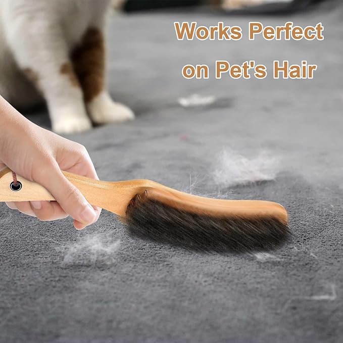 Felt Clothes Hat Brush lint Remover,Large Black Walnut Wood Handle,Boar Bristle Lint Brush for Shoes Suits, Cashmere, Wool, Velvet, Suede and Pet Hair,Easily Removes Lint Dust, Fuzz