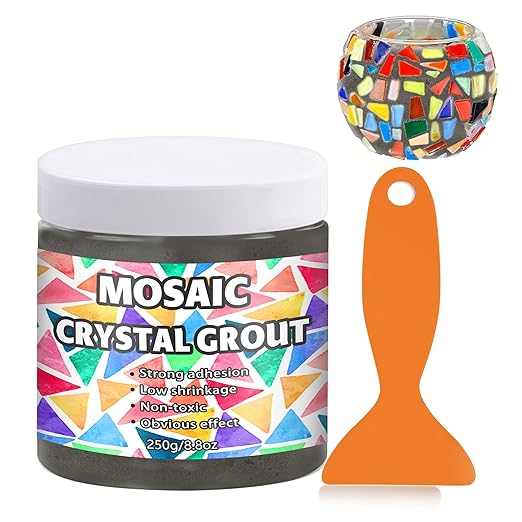 OOTDART Mosaic Crystal Grout, Mosaics Tile Tools, Mosaic Tile Accessories – Essential for Handmade Grouting and Perfect for DIY Craft Projects (Dark Gray, 8.8oz)