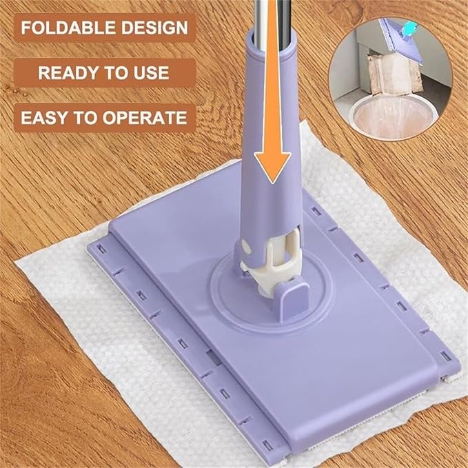 Convenient Cloth Changing Mini Mop + Magic Cleaning Cloth*6, Zero Touch Snap Grip Mini Mops for Wet & Dry Cleaning, Lightweight Snap for Corners (27in - W + Cloth*6)