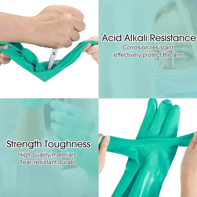 20 Pairs Chemical Resistant Gloves Heavy Duty Thick Nitrile Gloves Bulk for Cleaning, Resist Household Acid, Alkali and Oil (Medium)