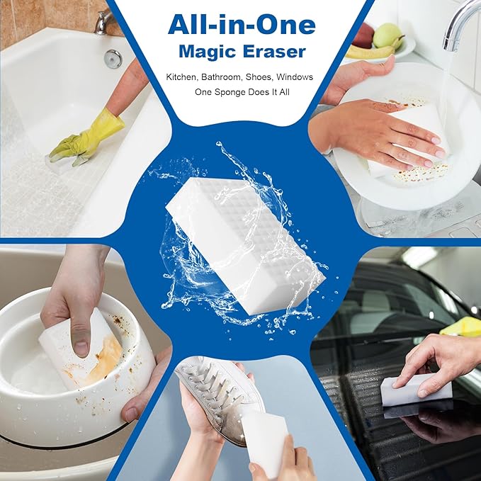 21 Pack Thick Melamine Sponges - Kitchen & Bathroom Scrub Pads(Ultra-Durable)