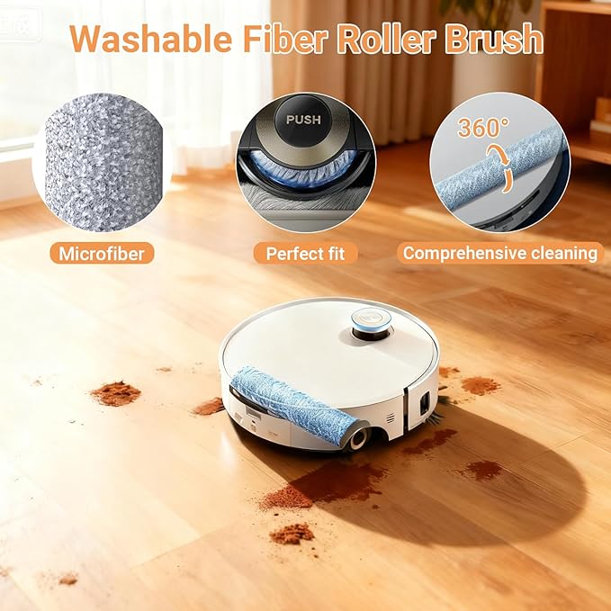 28 Count Replacement Parts for DREAME Aqua10 Ultra Roller Robot Vacuum, 1 Pair Main Brushes, 2 Roller Mops, 4 Filters, 6 Side Brushes & Dust Bags & Scented Tablets, 1 Cleaning Brush & Screwdriver