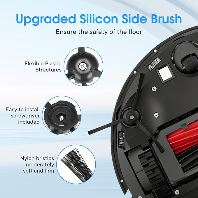 MIXEAL Q5 Max+ Accessories Compatible with Roborock Q8 Max/Q8 Max+, Q5 Pro/Q5 Pro+,Q5 Max+,Q5 DuoRoller+ Robot Vacuum,2 Main Brushes,6 Side Brushes,6 Filters,6 Bags,2 Tools