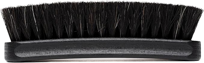 Premium Shoe Brush - Horsehair Shoe Brush - Concaved Handle for Premium Grip, Black