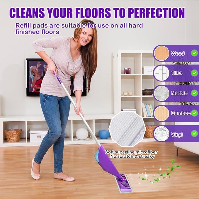 30 Pack Disposable Mop Pad Refills for Wet Jet Mops, Wet Jet Mopping Pads for All Purpose Multi Surface Hardwood Floor Cleaning, 4 Layers Thickened and Super Absorbent