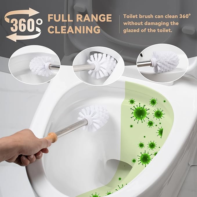 White Toilet Brush and Holder Set,Cute Duck Bathroom Decor, Non-Slip Handle Toilet Bowl Brush, Practical Bathroom Accessories Cleaning Tools Set