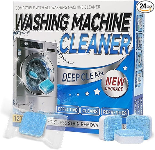 Luvoar Washing Machine Cleaner Tablets - Deep Cleans & Descaler for Front Load and Top Load Washers, HE Compatible, 24 Pack