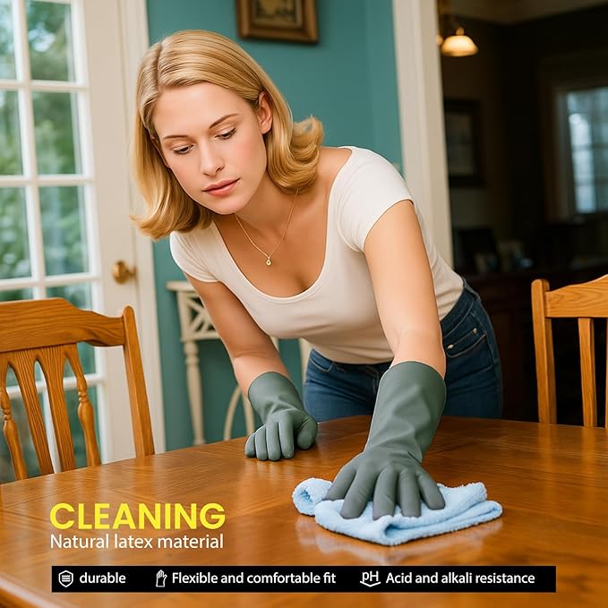 Rubber Dishwashing Gloves for Kitchen 4 Pairs Cleaning Household Dish Washing Reusable & Waterproof Latex Glove(Small)