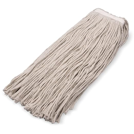 SPARTA Flo-Pac Cotton Mop Head, Cut-End, Narrow Band with White Band for Organized Cleaning, 44 Inches, Tan, (Pack of 12)