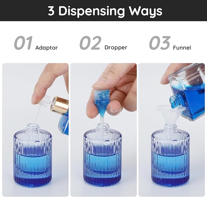 Segbeauty 1oz Glass Perfume Bottle Empty, 30ml Vintage Refillable Travel Spray Bottle, Pack of 2 Blue Perfume Atomizer, Large Travel Cologne Sprayer Cologne Spray Bottle for Dispensing Fragrance
