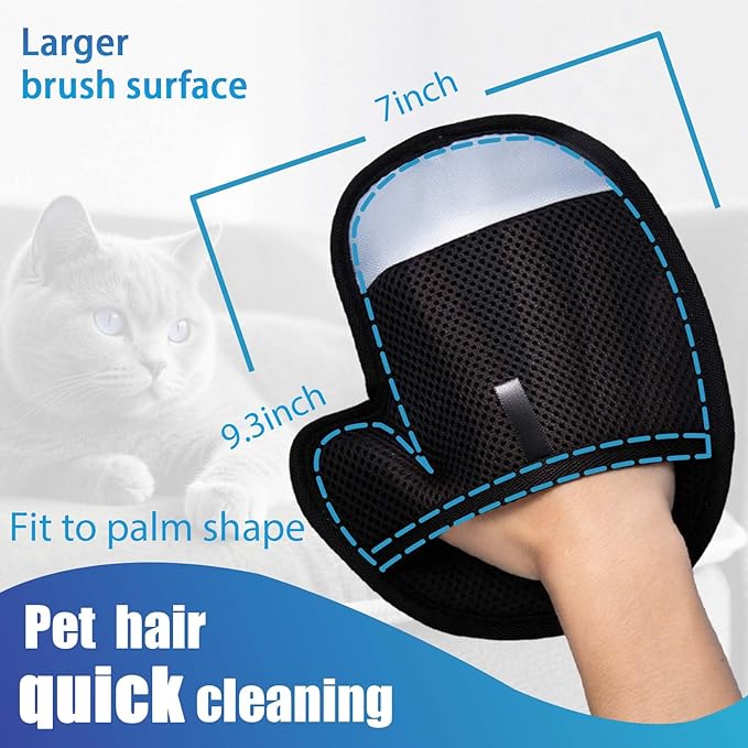 Pet Hair Removal Glove for Dogs & Cats, Reusable Electrostatic Magic Brush Pet Hair Remover Glove, Pet Hair Lint Mitt for Clothing, Couch, Carpet, Car Seat, Cat Tree, Fur Deshedding (Grey, 1 PCS)