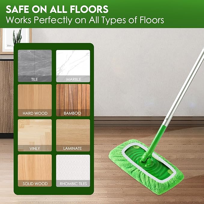 Reusable Microfiber Mop Pads for Swiffer Sweeper Mop - Dry Sweeping Cloths & Wet Mopping Cloths for Household Cleaning - Washable Wet Pads for Mopping Floors - 4 Pack (Mop is not Included)