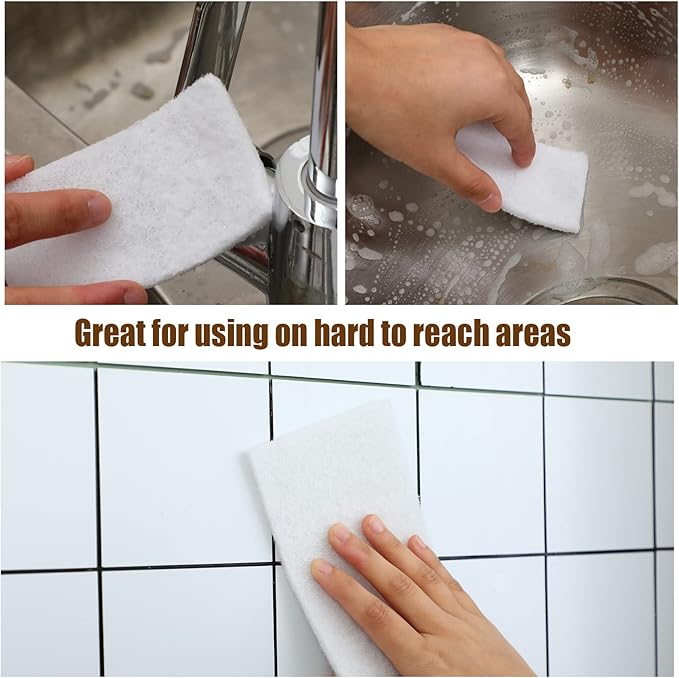 20 Pieces White Scrubbing Pad Non Scratch Scouring Pads Non Woven Scouring Sponge Multipurpose Abrasive Multi Surface Scrubber for Cleaning Polishing(6 x 9 Inch)