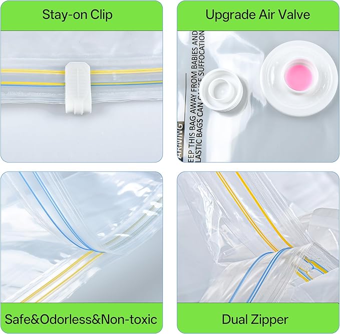 Travel Vacuum Storage Bags with Cordless Rechargeable Pump, Space Saver Compression Packing Seasonal Seal Bag for Clothing Bedding Blanket Pillows (12 Combo+Wireless Pump)