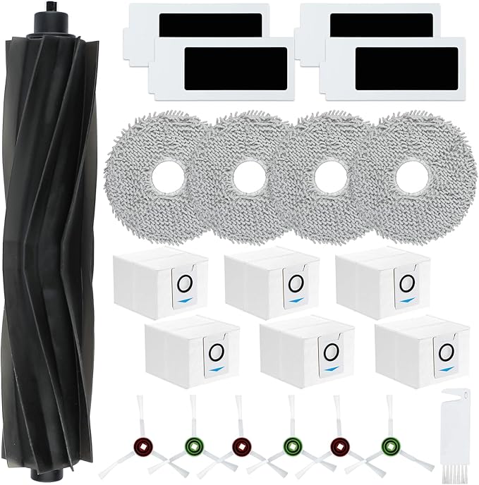 22 Pack Replacement Parts for ECOVACS T20 Omni Max Pro,Ecovacs Deebot T20 Max Vacuum Cleaner Accessories Kit, 1 Main Brush, 4 Hepa Filters, 4 Mop Pads, 6 Vacuum Bags, 6 Side Brushs, 1 V-shaped brush