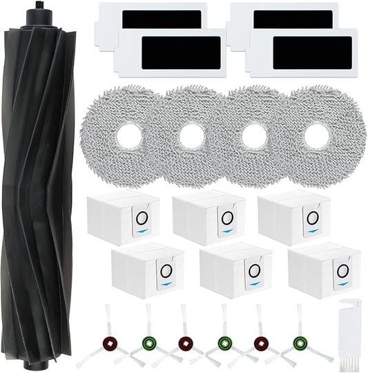 22 Pack Replacement Parts for ECOVACS T20 Omni Max Pro,Ecovacs Deebot T20 Max Vacuum Cleaner Accessories Kit, 1 Main Brush, 4 Hepa Filters, 4 Mop Pads, 6 Vacuum Bags, 6 Side Brushs, 1 V-shaped brush