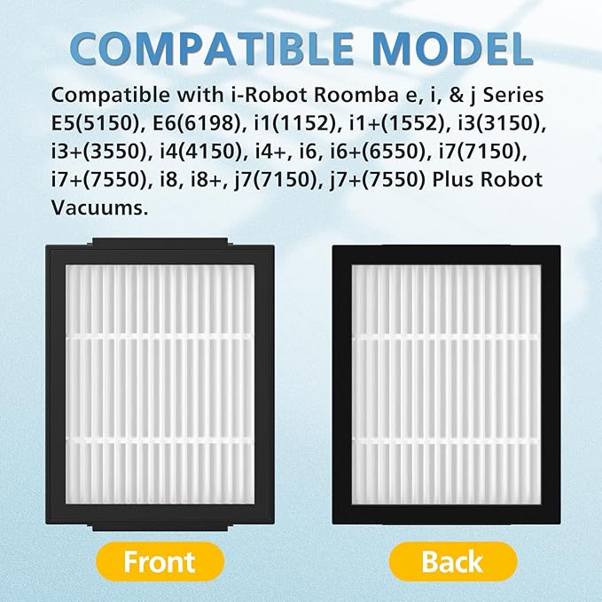 Filter Replacement for iRobot Roomba e, i and j Series i7 i7+/plus i3 i3+ E5 E6 E7 i4 i6 i6+ i8 i8+ Robot Vacuum Cleaners parts, 20 Pack High Efficiency 4639161 Filters
