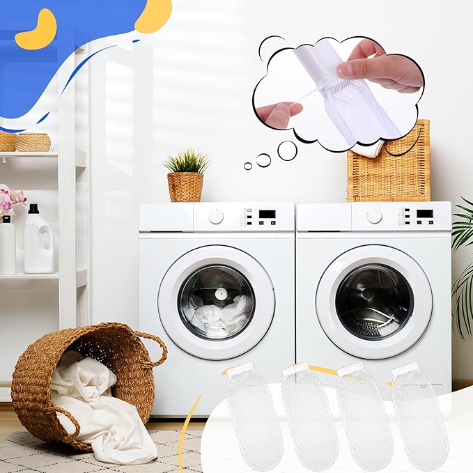 8 Pieces Lint Traps for Washing Machine Hose Nylon Mesh Lint Traps with 8 Pcs Tie Strap, Laundry Washer Drain Lint Catcher Discharge Hoses Filter Fits All Washing Machines