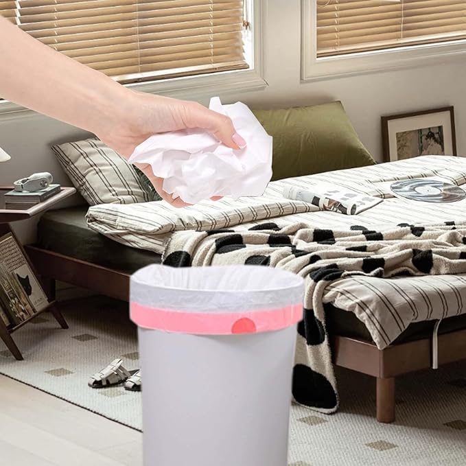 8 Gallon Trash Bags Drawstring, Pack of 40, 8 gal Garbage Bags, 55x65cm Size, 8.4g/pcs, Unscented, White