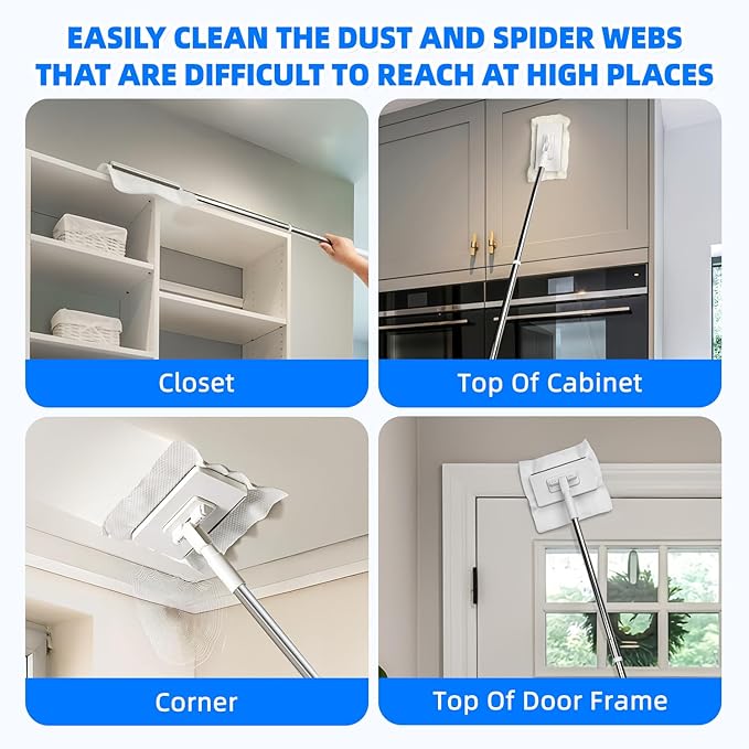 2026 New Snap Grip Mini Mop with 5 Reusable Cloths for Dry Wet Disposable Pads, Zero-Touch Automatic Gripping Multi Surface Quick Cleanups for Alternative to Swiffer Sweeper