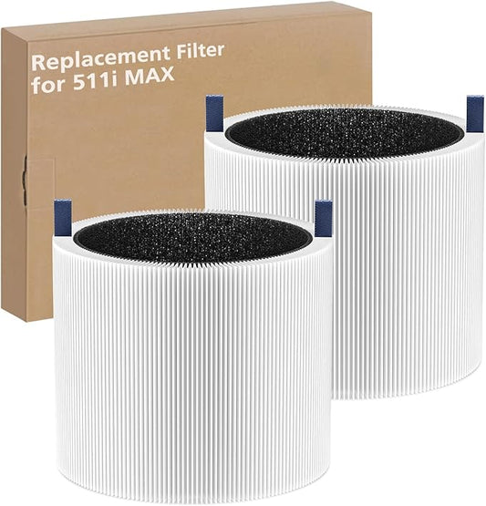 2-pack 511i MAX Replacement Filter Compatible with BLUEAIR HEPASilent Air Cleaner, Blue Pure F5MAX, Model Blue Pure 511i Max (NOT for 511)