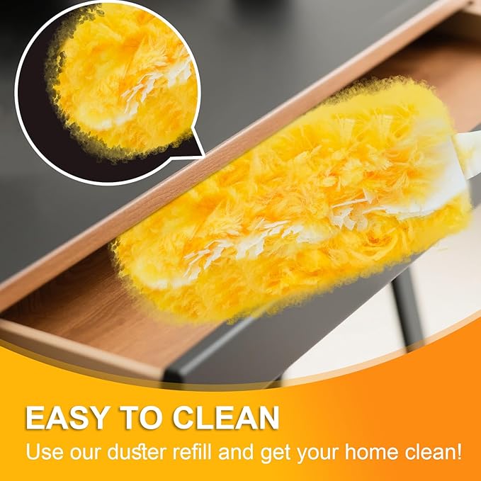 Yicotira Duster Refill Compatible with Swiffer Duster, Heavy Duty Duster Refills Kit for Cleaning Dusting, Multi Surface 360 Feather Duster, 20 Count Disposable Refills with 1 Handle