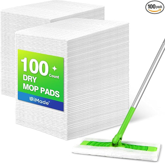 UNIMADE Dry Sweeping Cloths, 100 Count Mop Refill Compatible with Swiffer Sweeper - Disposable Duster Refills Mops for Cleaning Hardwood Floor Dust