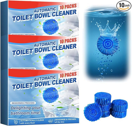 Automatic Toilet Bowl Cleaner, 2025 New Toilet Cleaning Tablets, Long Lasting Tank Cleaner for Bathroom, Convenient Blue Deodorizer, Easy Flush Cleaner Tablets for Home (30)