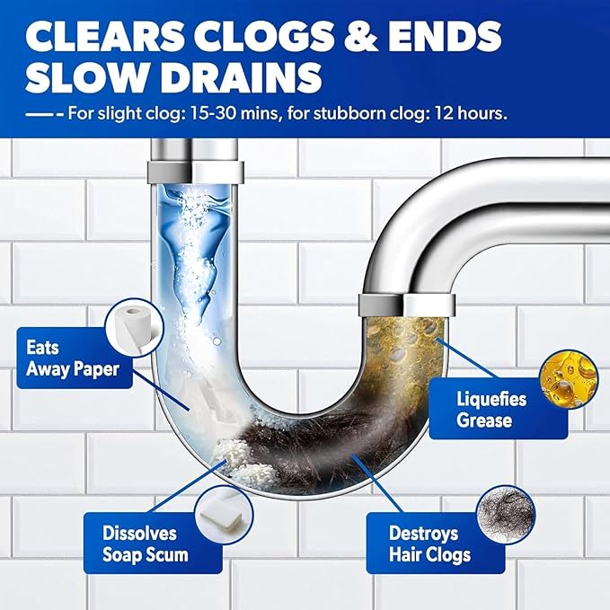Drain Clog Remover, Pipeline Dredging Agent, Powerful Quick Cleaning Drain Toilet Cleaner Tool, Unclog Toilet Clog And Kitchen Sink Pipe Unblocker Powder (1pcs)