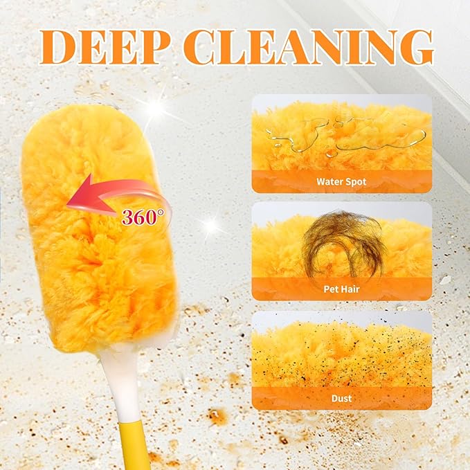 Duster Refill for Swiffer Duster, 30 Count Heavy Duty Duster Refills with 1 Handle, 360 Dusters Refills Kit, 2 Sided Disposable Dusters for Swiffer Duster Extended Handle for Cleaning