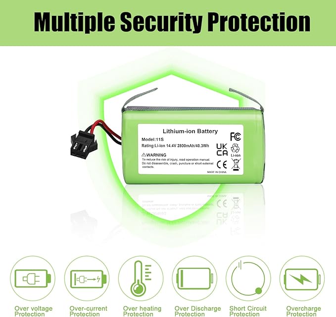 JYJZPB 14.4V 2800mAh Replacement Battery for Eufy RoboVac 11 11S 30 15C 25C 35C G10 G30 G30 Edge, G30 Hybrid, G30 Verge, G32Pro and Ecovacs Deebot N79, N79S, DN622, 500